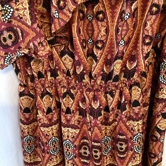 Xhilaration Jumpsuit Tribal Print Single Spaghetti Single Ruffle Sleeve Sz Small - Picture 5 of 10